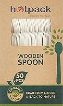 ملاعق خشبية صديقة للبيئة للاستعمال مرة واحدة من هوت باك، 50 قطعة، 50 وحدة