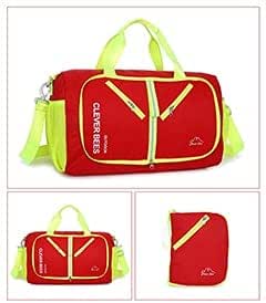 شنط سفر - شنط سفر صيفية جديدة مقاومة للماء والاهتراء من قماش اكسفورد، شنطة سفر انيقة قابلة للطي لتنظيم السفر، شنطة دفل شنطة كتف (احمر)