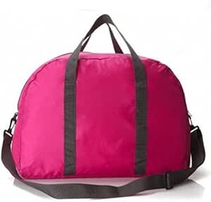 حقائب التخزين - حقيبة رياضية من القماش الخشن حقيبة منظمة، قابلة للطي، حقيبة سفر يدوية، حقيبة أمتعة كبيرة، حقيبة كتف قابلة للطي (وردي)، البوليستر