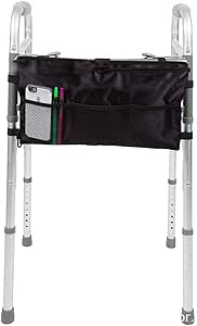 حقيبة المشاية ، حقيبة حمل الملحقات للكرسي المتحرك، منظم سلة للمشايات قابلة للطي لكبار السن وكبار السن والمعاقين ، أسود، قطعتان MANIHOM