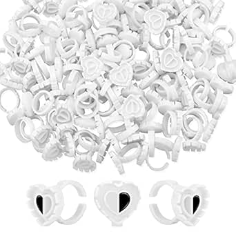 كاستويف حلقات صمغ للرموش، حلقات صمغ للاستعمال مرة واحدة، حلقات حامل صمغ مكياج بلاستيكية بلون بينك، مناسبة لوضع احمر الشفاه، ازالة الرموش، تنظيف الاذنين، تطعيم الرموش (100 قطعة)