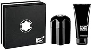طقم هدية مونت بلانك ايملبم للرجال، يتكون من او دى تواليت بسعة 100 مل وكريم ما بعد الحلاقة بسعة 100 مل