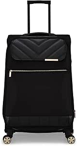 تيد بيكر حقيبة سفر ايكو سوفت سايد خفيفة الوزن بعجلات دوارة من الباني مربعات متوسطة اسود شنطة امتعة بوليستر