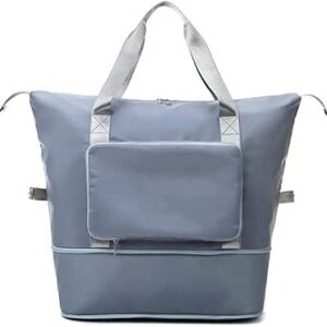 شنطة سفر قابلة للطي من كيو اس اس ال ان، شنطة دفل محمولة للرياضة الرطبة والجافة وصالة الالعاب الرياضية، لون ازرق