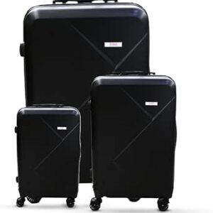 مجموعة شنط سفر صلبة مكونة من 3 قطع ايجل اكسبرس - عربات متينة بمقاسات 28 انش و24 و20 اسود زورو أكريلونيتريل بوتادين ستايرين ABS