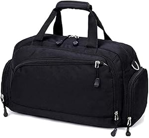 شنطة دفل لصالة الالعاب الرياضية، شنطة دفل رياضية مقاومة للماء، شنطة سفر لعطلة نهاية الاسبوع للرجال والنساء، شنطة ليلية مع جيب للحذاء، شنطة متعددة الوظائف لصالة الالعاب الرياضية (اسود)