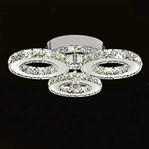 شمعدان حديث من 3 حلقات لامعة، شمعدان كريستال LED، شمعدان تيكو، أضواء غرفة المعيشة، أضواء السكن، اللون: ابيض بارد