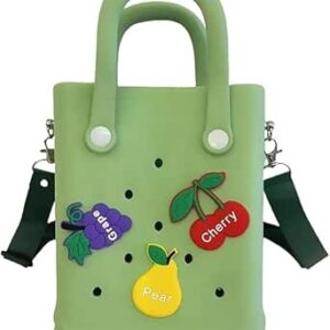 حقيبة شاطئ شايب ايت، شنطة توتس مفتوحة قابلة للغسل للشاطئ والقارب وحمام السباحة، شنطة كروس صغيرة بدلايات صغيرة للاطفال - اخضر