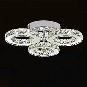 شمعدان حديث من 3 حلقات لامعة، شمعدان كريستال LED، شمعدان تيكو، أضواء غرفة المعيشة، أضواء السكن، اللون: ابيض بارد