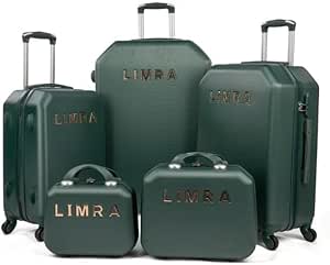ليمرا مجموعة شنطة سفر مكونة من 5 شنط امتعة بمقاسات مختلفة وتصميم قوي وصلب لون زيت، أكريلونيتريل بوتادين ستايرين (ABS)