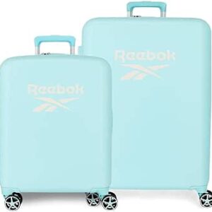 ريبوك مجموعة شنط سفر من روكسبري مقاس 55/70 سم مصنوعة من بلاستيك ABS الصلب مع قفل تي اس ايه مدمج بسعة 119.4 لتر ووزن 6 كغم و4 عجلات مزدوجة اليد، ازرق، مقاس واحد