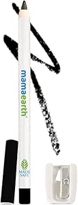 قلم كحل كاجال من ماما ايرث، مصنوع من الفحم للون يدوم طويلا ومقاوم للماء، مكون زيت الخروع والبابونج، يدوم لمدة 11 ساعة بدون تلطخ مع مبراة مجانية، مجموعة من قطعتين، بلون اسود، غير لامع