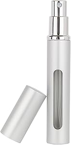 زجاجة عطر صغيرة قابلة لإعادة التعبئة من ليكلوس سعة 5 مل للسفر وقابلة لإعادة الملء لحمل المضخة حاويات مستحضرات التجميل الفارغة (اللون: فضي)
