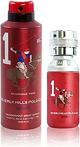 طقم هدايا مكون من او دي تواليت سبورت رقم 1 للرجال بسعة 50 مل مع مزيل عرق براس دوار 175 بيفرلي هيلز بولو كلوب