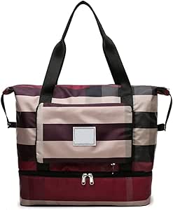 شنطة سفر جديدة 2022 قابلة للطي للفصل بين الجاف/الرطب، خفيفة الوزن ومقاومة للماء، شنطة دفل للسفر والرياضة والتخييم (كلاريت)، شنطة دفل للسفر بسعة كبيرة قابلة للطي