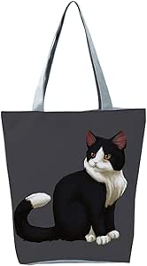 شنطة تسوق نسائية بطباعة حيوانات ثلاثية الابعاد خفيفة الوزن وقابلة لاعادة الاستخدام بمقبض علوي ومقبض مزدوج بسعة كبيرة للسفر في الهواء الطلق