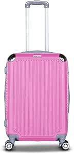 شنطة سفر خفيفة الوزن بهيكل صلب بعجلات دوارة ناعمة وقفل محكم للسفر من زابي، لون بينك، مقاس 24 انش، درايف ايه بي اس