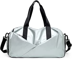 حقيبة الرجل الشيف من Lazat للرجال، حقيبة حصيرة اليوغا اللامعة حقيبة اللياقة البدنية حقيبة الصالة الرياضية الجافة الرطبة للنساء أحذية السفر التدريب الوردي حقيبة حصيرة اليوغا (اللون: فضي)، من لازات شيف