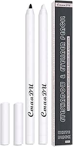 قلم تحديد عيون ميكانيكي متعدد الاستخدامات مقاوم للماء والتلطخ، ناعم بطرف فائق الدقة، كريم العين يدوم طويلًا للنساء، قطعتين، أسود وأبيض، من اي اند وين