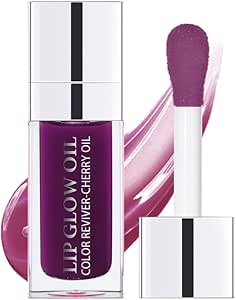 زيت شفاه ممتلئ وملمع ومرطب، مرطب شفاه شفاف للعناية بالشفاه، راس فرشاة كبيرة لامعة، مغذي يدوم طويلا بملمس منعش غير لزج (ارجواني)