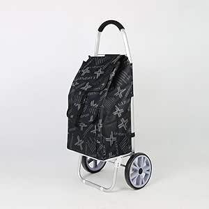 حقيبة أمتعة البقالة خفيفة الوزن عربة التسوق قابلة للطي للسفر (اللون: أسود)، اللون: أسود (اللون: أسود)