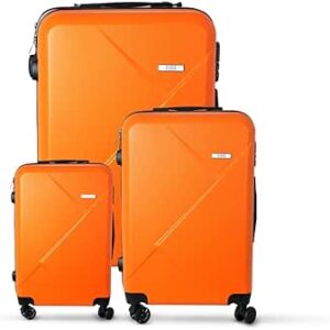 مجموعة حقائب سفر صلبة مكونة من 3 قطع ايجل اكسبرس - عربات متينة بمقاس 28 انش و24 و20 لون برتقالي زورو أكريلونيتريل بوتادين ستايرين ABS