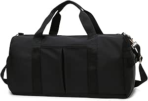 بيبيبسكي شنطة صالة الالعاب الرياضية منفصلة الجافة والرطبة مقاومة للماء مع جيب للاحذية، شنطة رياضية للتمارين الرياضية والسفر واليوغا، البوليستر، أسود
