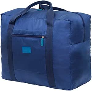 حقيبة سفر قابلة للطي عالية الجودة مع سعة تخزين كبيرة، حقيبة دفل متينة بلون كحلي، أزرق فاتح