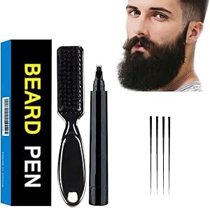 قلم بروتونستور للعناية باللحية - مقاوم للماء والعرق، حل طويل الامد وقلم حلاقة بلمسة نهائية طبيعية وفرشاة للشارب للرجال، لتعزيز فعال لشعر الوجه - اسود