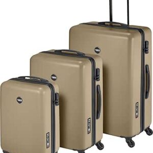 مجموعة حقائب سفر - PT01 - حقيبة سفر مع 4 عجلات - برونز نقي - مجموعة شنط سفر من ثلاث قطع - حقيبة وعربات - حافظة صلبة