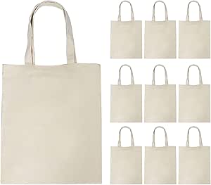شنط يد من القماش من 10 قطع من ايروفامي، تتميز بسعة كبيرة ولون سادة، قابلة للطي واعادة الاستخدام وخفيفة الوزن، شنط قماشية للتسوق