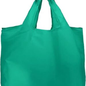 ميكنج تيك شنطة تسوق بقالة قابلة للطي وقابلة لاعادة الاستخدام وشديدة التحمل، شنطة تسوق محمولة وقابلة للطي مع شريط مطاطي للربط، شنط توت مقاومة للماء وقابلة للغسل بمقبض طويل، عبوة من قطعتين (اخضر عشبي)