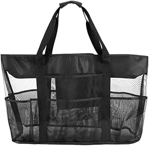 شنطة يد كبيرة توت من تي سي اس اي اتش بتصميم شبكي للشاطئ لتخزين الطعام