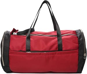 حقيبة التدريب الرياضية للنساء للياقة البدنية اليوغا حقيبة كبيرة لصالة الألعاب الرياضية حقيبة يد أكسفورد السفر حقائب دافل (أحمر، 47 × 23 × 25 سم)