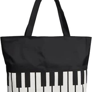 كوكو مك شنطة يد بقالة قابلة لاعادة الاستخدام، شنطة كتف للتسوق، شنطة توت لمعلمة الموسيقى، هدية للفتيات، اسود، مقاس واحد،