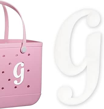 PLLCJB Letter Charms Compatible with Bogg Bag, White Alphabet Initial Large Size Letters Inserted Decor Charm for Rubber Beach Tote Bag Accessories