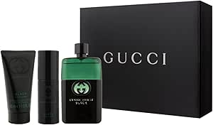 طقم هدايا جيلتي بلاك بور اوم للرجال من غوتشي 3.0 اونصة او دي تواليت 90 مل + 1.7 جل استحمام 50 + 0.3 8