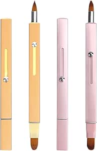 فرش أحمر شفاه، فرشاة شفاه قابلة للسحب لأحمر الشفاه، أداة توزيع أحمر الشفاه مزدوجة الأطراف مع غطاء، فرشاة تحديد الشفاه وملمع الشفاه وفرشاة كونسيلر (زهري + ذهبي) (قطعتان)