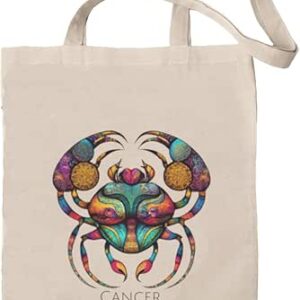 شنطة يد كبيرة توت صديقة للبيئة مصنوعة من القطن الطبيعي بنسبة 100% مع علامات زودياك من رين اب