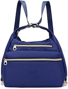 حقيبة ظهر نسائية من Ancoree متعددة الوظائف حقيبة ظهر متعددة الوظائف حقيبة كتف قماش حمل حقيبة تسوق قابلة لإعادة الاستخدام، حقيبة سفر للسيدات حقيبة كروس (اللون: أزرق)