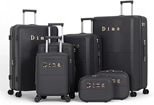 ديما طقم حقائب سفر صلبة مكون من 7 قطع يشمل شنطتين للمكياج - 35555 - تيتانيوم، أكريلونيتريل بوتادين ستايرين (ABS)