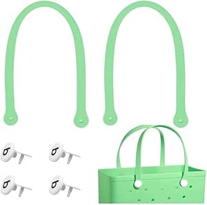 حزام بديل لحقيبة بوج - مجموعة من قطعتين - طول 25.66 انش مع 4 مسامير - مناسب لحقيبة بوج الكبيرة جدًا وشنطة حمل مطاطية واكياس ايفا - مجموعة اصلاح شنطة الشاطئ (اخضر) (اخضر فاتح)
