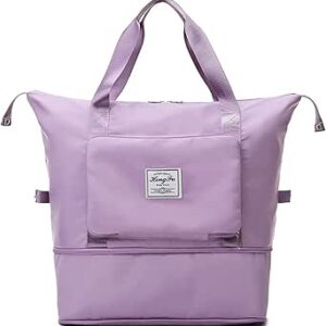 شنطة سفر قابلة للطي بسعة كبيرة، شنطة دفل للسفر قابلة للطي، شنطة كتف رياضية محمولة لفصل الجاف والرطب، شنطة سفر خفيفة الوزن مقاومة للماء، فوشيا، C، L، نايلون، متعدد الألوان