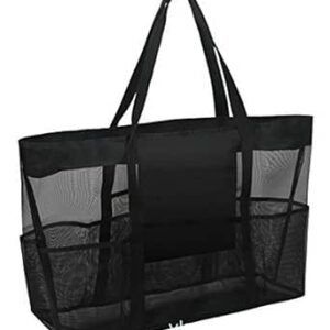 سكيدو شنطة شاطئ كبيرة صيفية مكونة من 8 جيوب للمناشف من قماش شبكي متين للالعاب والملابس الداخلية مقاومة للماء