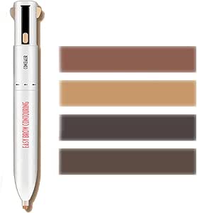 قلم تحديد حواجب مقاوم للماء 4 في 1، قلم تحديد حواجب طبيعي يدوم طويلًا، مناسب لمكياج العيون للنساء والفتيات (اسود بني)