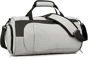 شنطة رياضية دائرية بجيب وجيب للنساء من القماش الخشن واللياقة البدنية والعطلات والسفر وصالة الالعاب الرياضية، لون ازرق