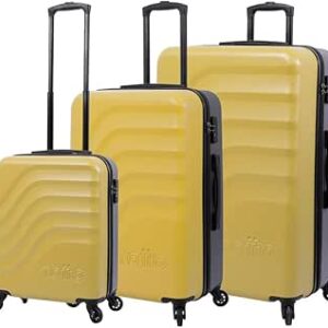 توتو مجموعة حافظات صلبة من ديا اند نوش - لون اصفر - شنطة بثلاثة احجام - عجلات 360 درجة - نظام تي اس ايه - بطانة من البوليستر - شجرة ليمونتري