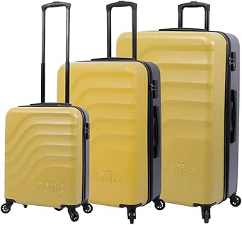 توتو مجموعة حافظات صلبة من ديا اند نوش - لون اصفر - شنطة بثلاثة احجام - عجلات 360 درجة - نظام تي اس ايه - بطانة من البوليستر - شجرة ليمونتري