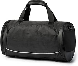 شنطة سفر كاجوال من القماش الخشن من اكسورس، شنطة يد قابلة للطي لصالة الالعاب الرياضية وعطلة نهاية الاسبوع وصالة الالعاب الرياضية مع جيب للحذاء (اللون: رمادي) (اللون: اسود)