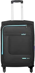 سفاري شنطة سفر ناعمة 65 4 واط من زينون، قفل اساسي بـ3 ارقام باربع عجلات، شنطة سفر بعجلات لتسجيل الوصول، لون اسود 65 سم، بوليستر